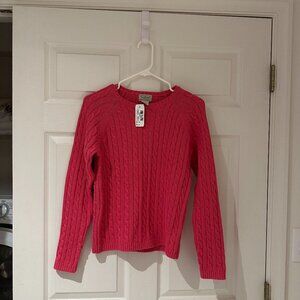 NEW L.L. Bean Cable knit Sweater Coral Pink Size Small